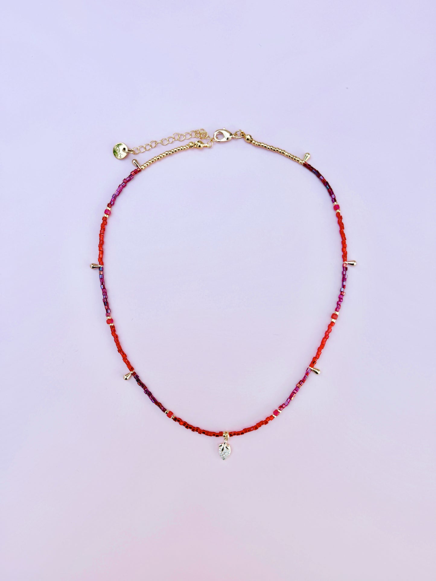Dainty Strawberry Beaded Necklace