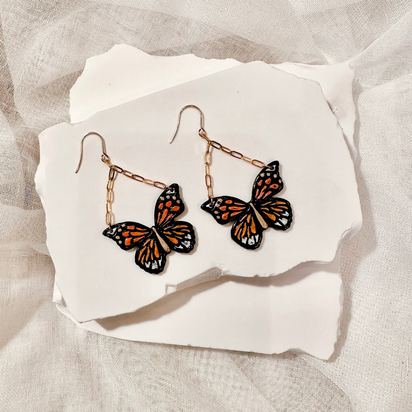 Painted Monarch Earrings