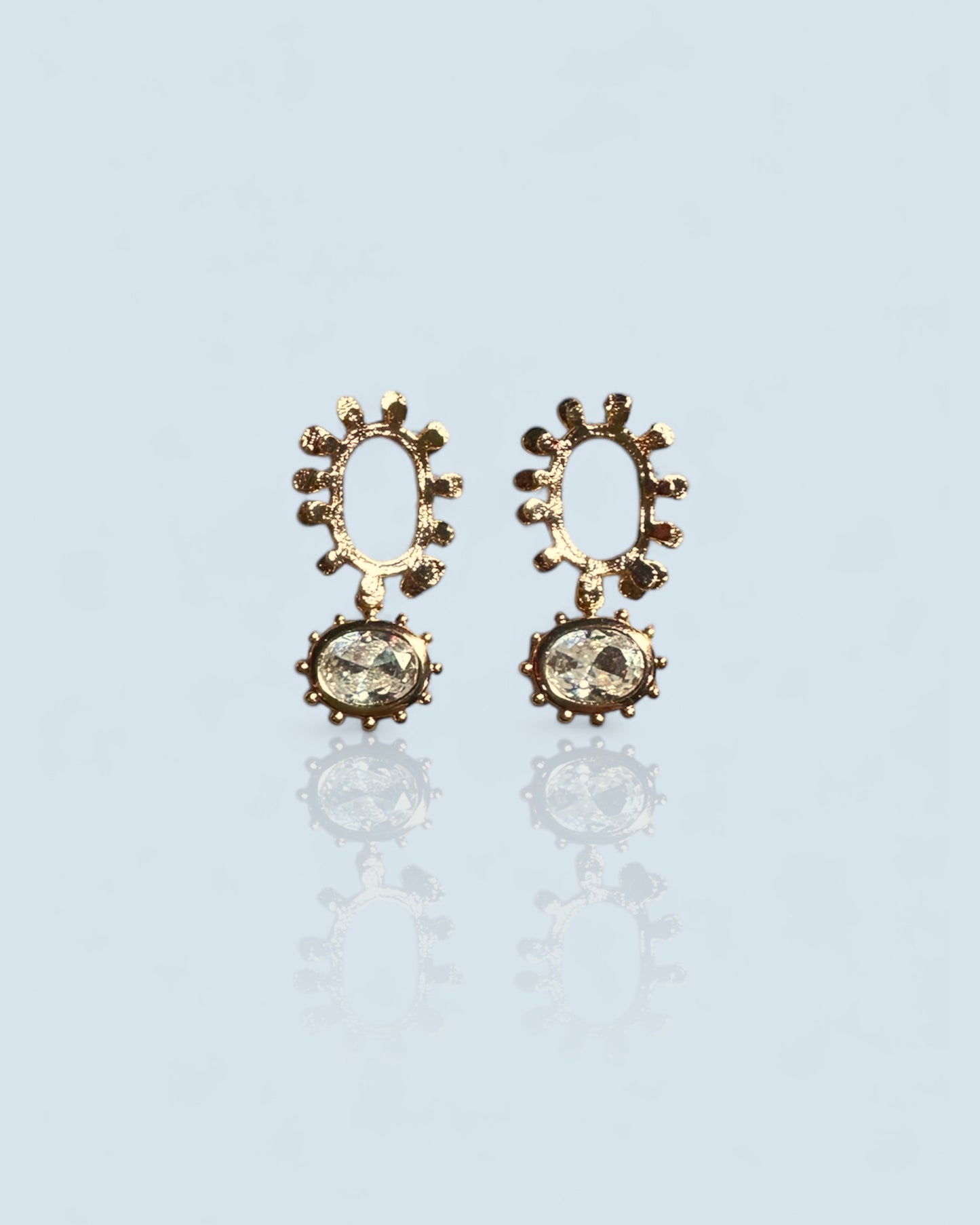 Squiggly Oval CZ Drop Earrings