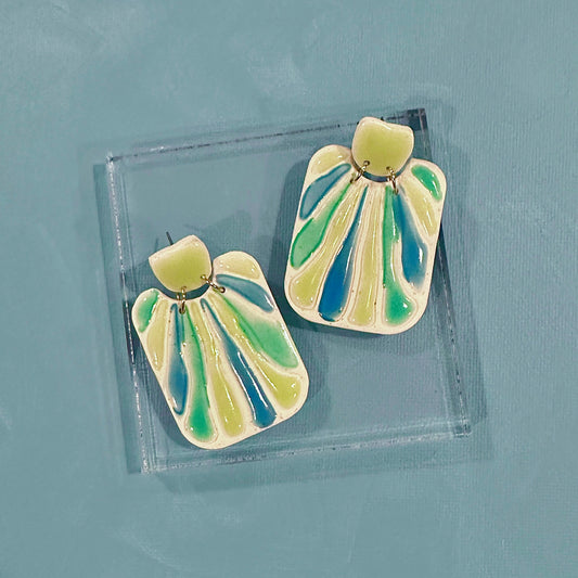 Rio Resort Painted Abstract Drop Earrings in Tropical Green