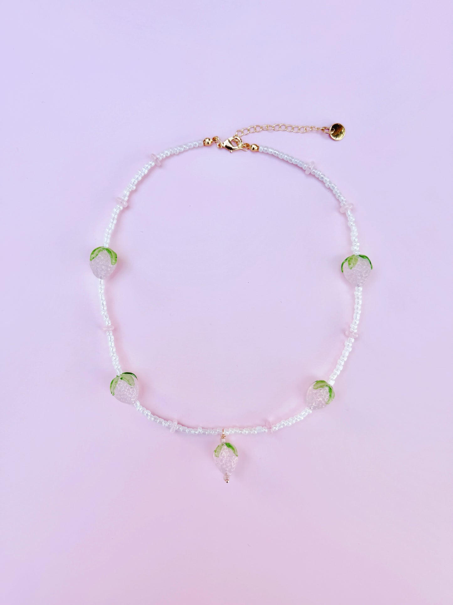 Sweet Pink Strawberry Beaded Necklace