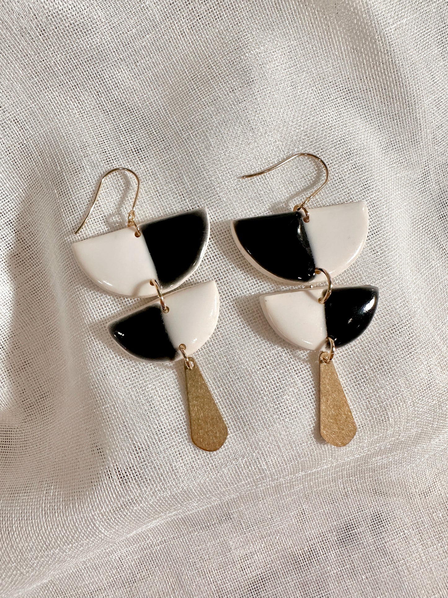 Faux Ceramic Stacked Half Moon Dangles