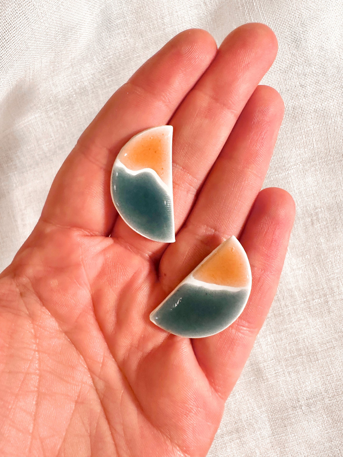 Faux Ceramic Glazed Half Moon Posts