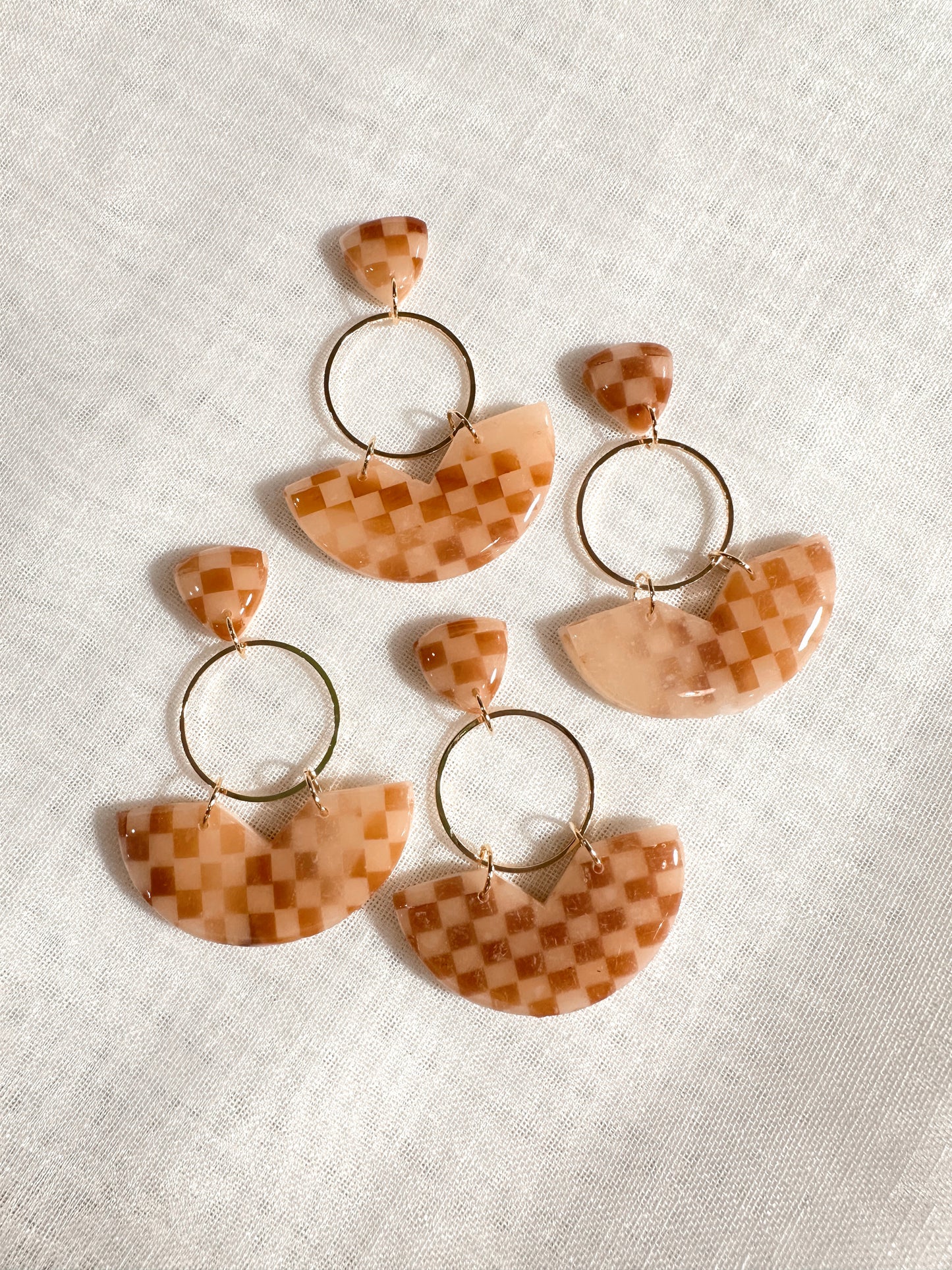 Tortoise Checkered Geo Dangles