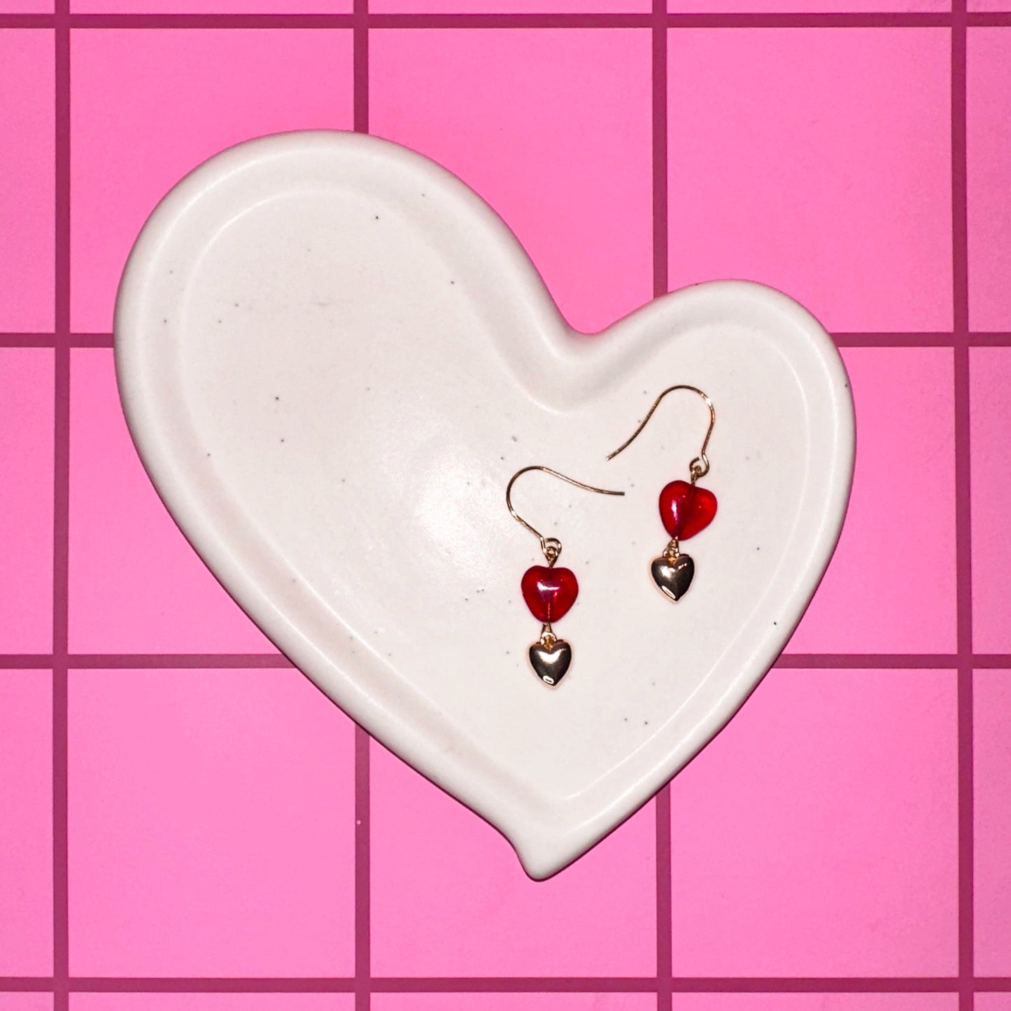 Glass Heart Drop Earrings