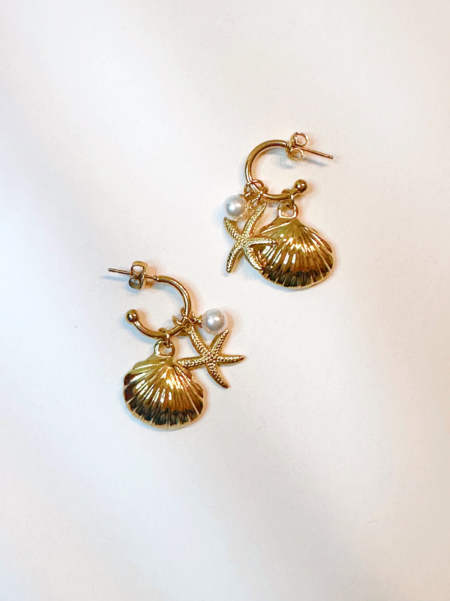 Shell and Starfish Hoop Earrings