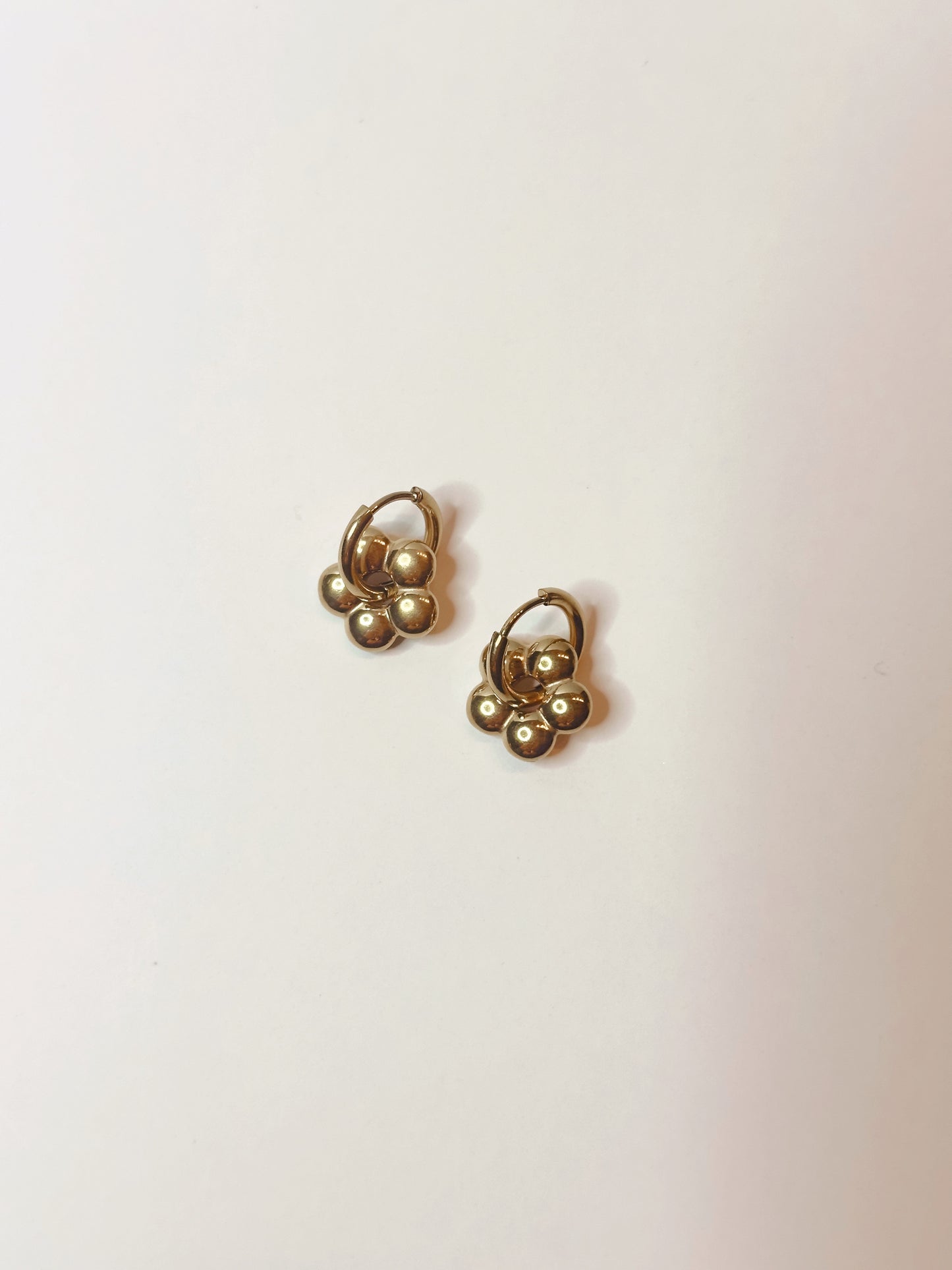 Gold Hoop Earrings with Flower Charm