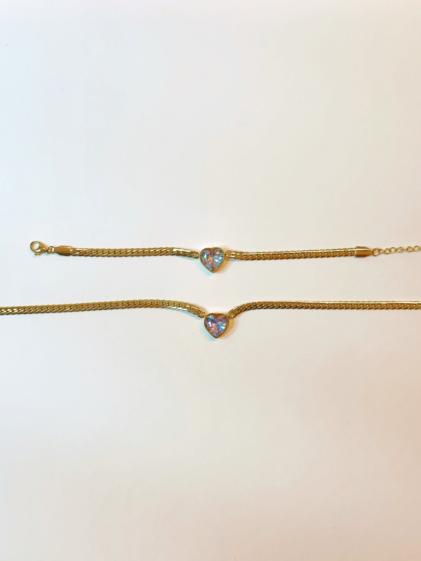 CZ Heart Necklace and Bracelet Set