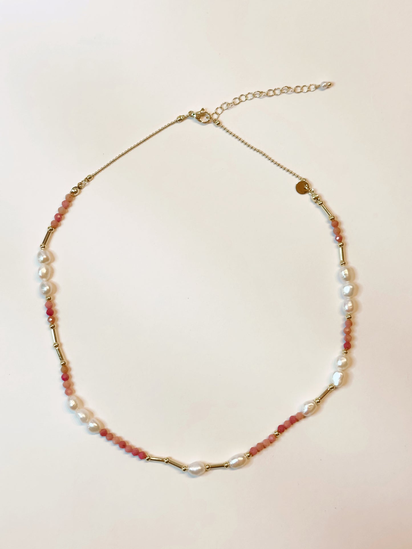 Rose Crystal and Freshwater Pearl Necklace