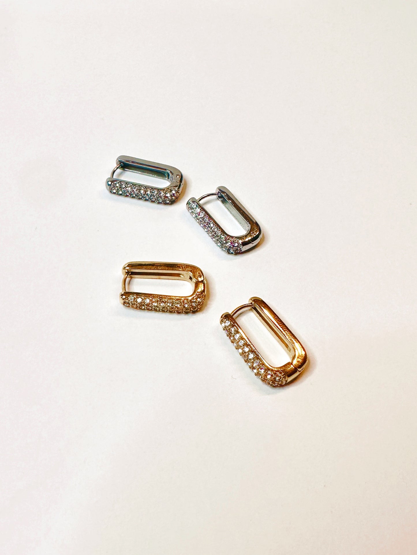 Titanium U-Shaped Earrings with Crystals