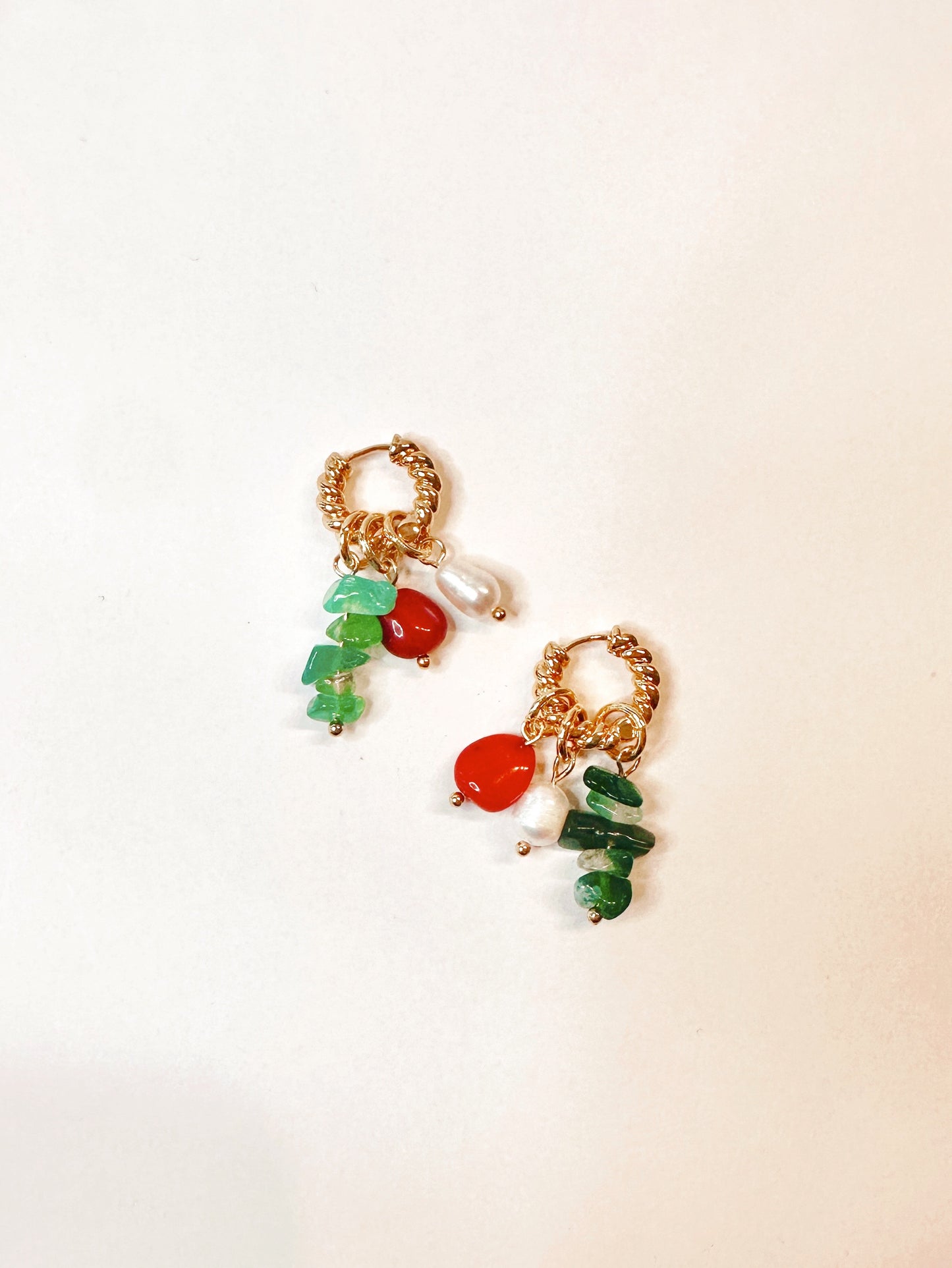 Gemstone & Freshwater Pearl Huggie Hoop Earrings