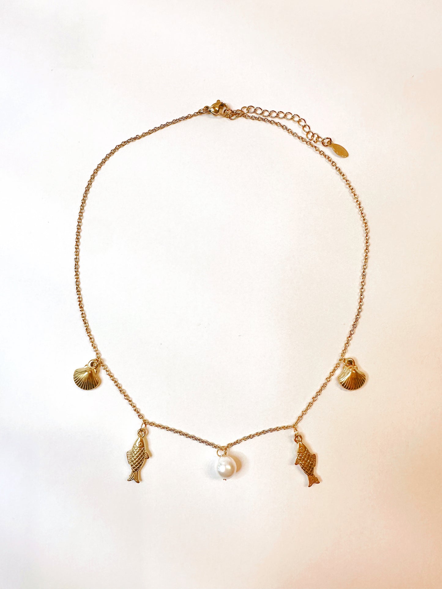 Fish and Shell Freshwater Pearl Necklace