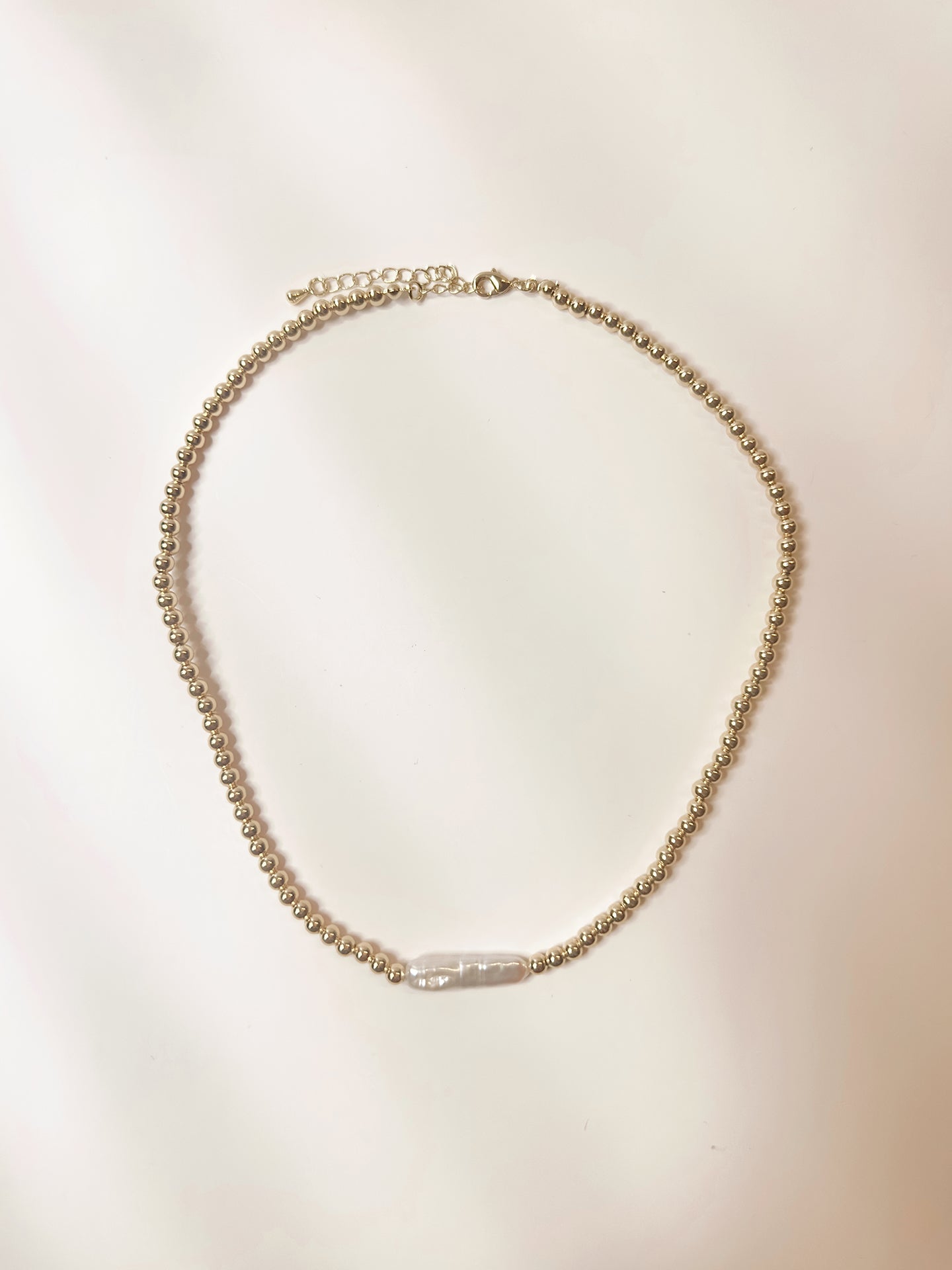 Gold Beaded Pearl Choker