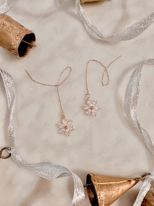 Crystal Floral Holiday Ear Threaders