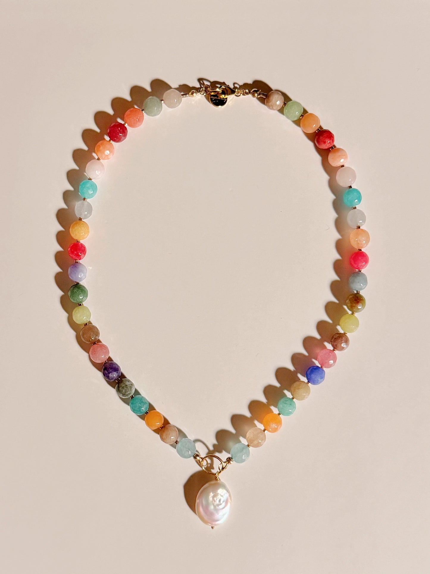 Color Pop Gemstone Necklace with Pearl Pendant