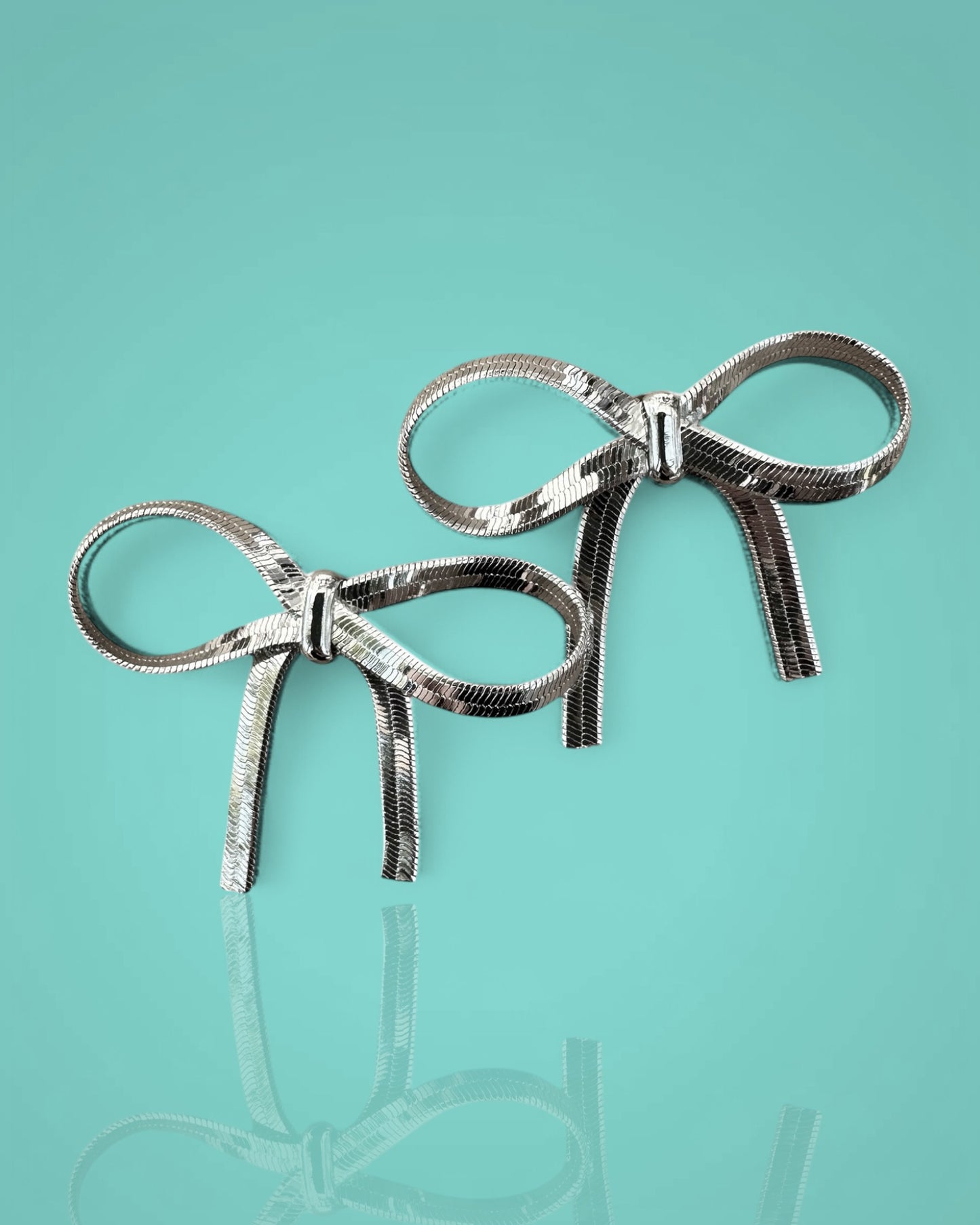 Gold & Silver Chain Bow Earrings