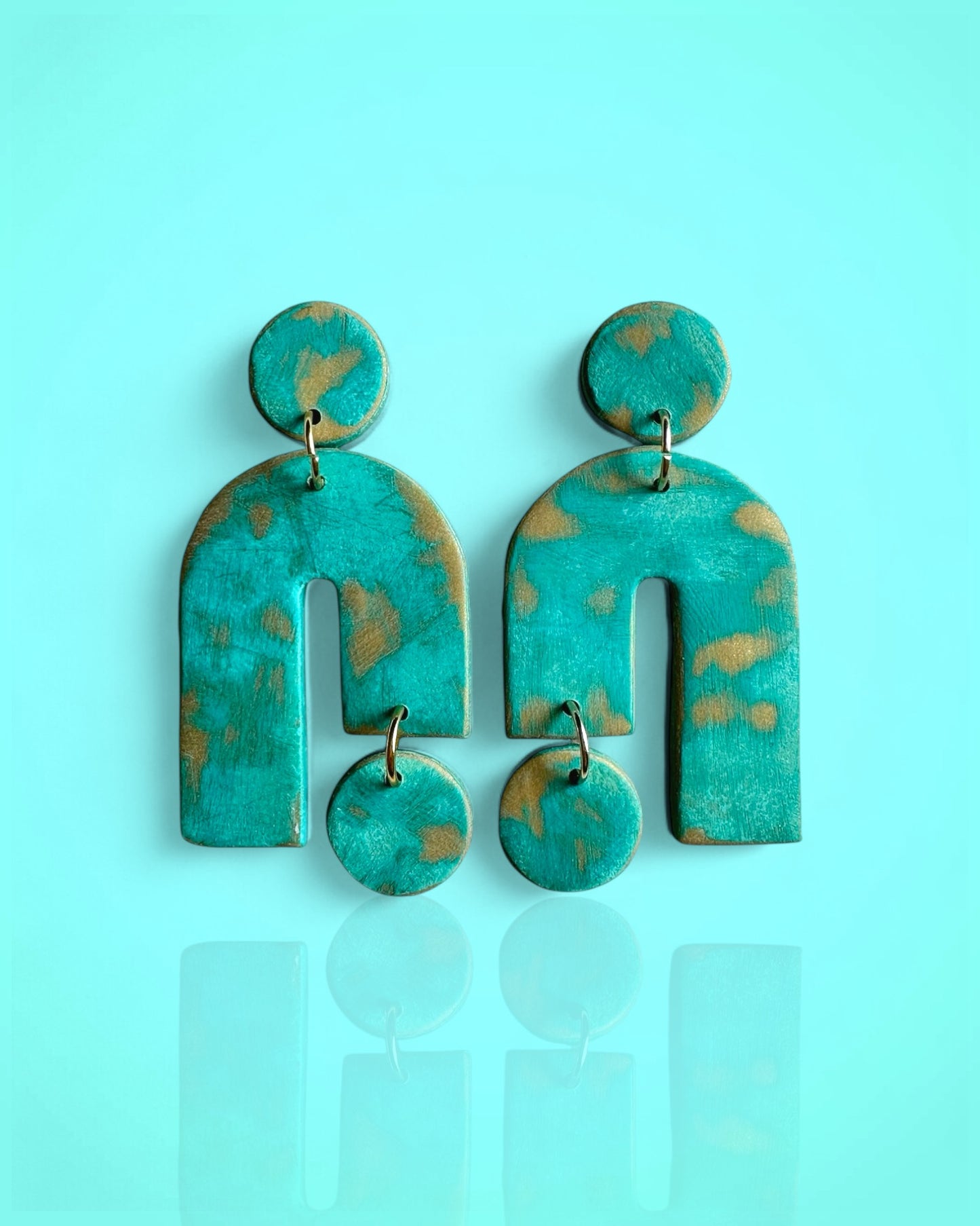 Abstract Arch Handmade Earrings in Faux Patina
