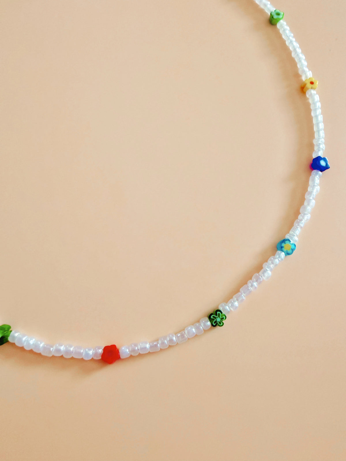 Glass Floral Beaded Necklace