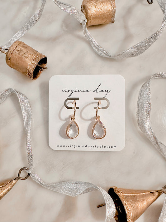 Teardrop Crystal Hoops
