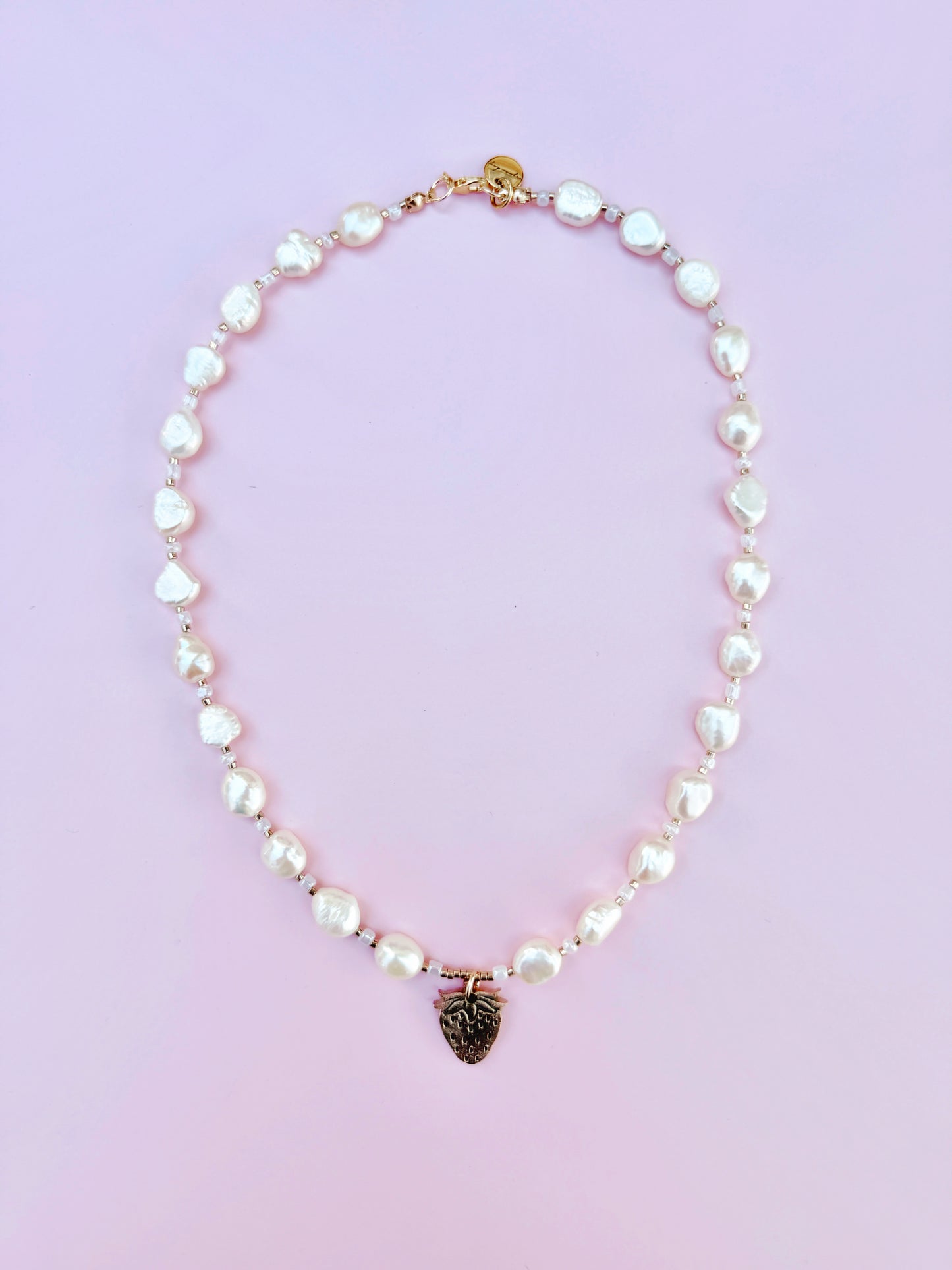 Bronze and Freshwater Pearl Strawberry Necklace