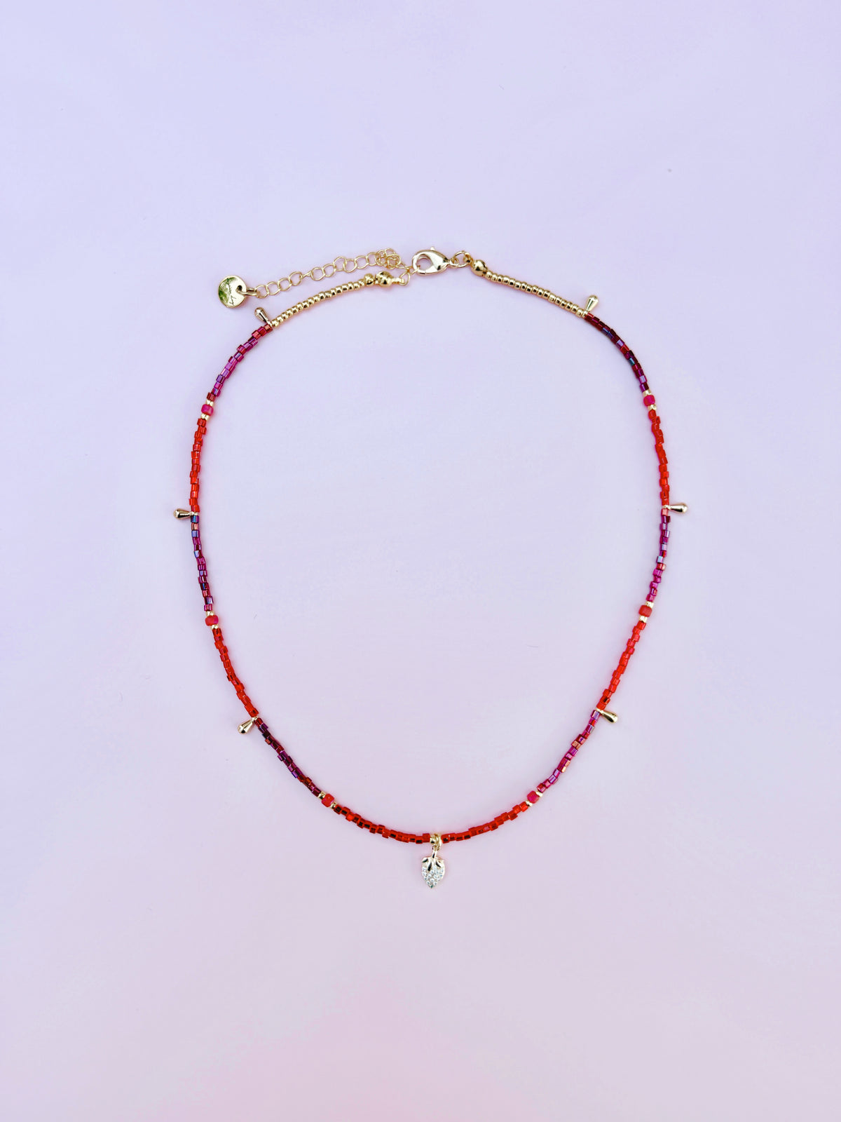 Dainty Strawberry Beaded Necklace