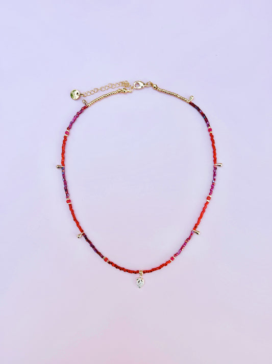 Dainty Strawberry Beaded Necklace