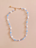 Periwinkle Freshwater Pearl and Quartz Necklace