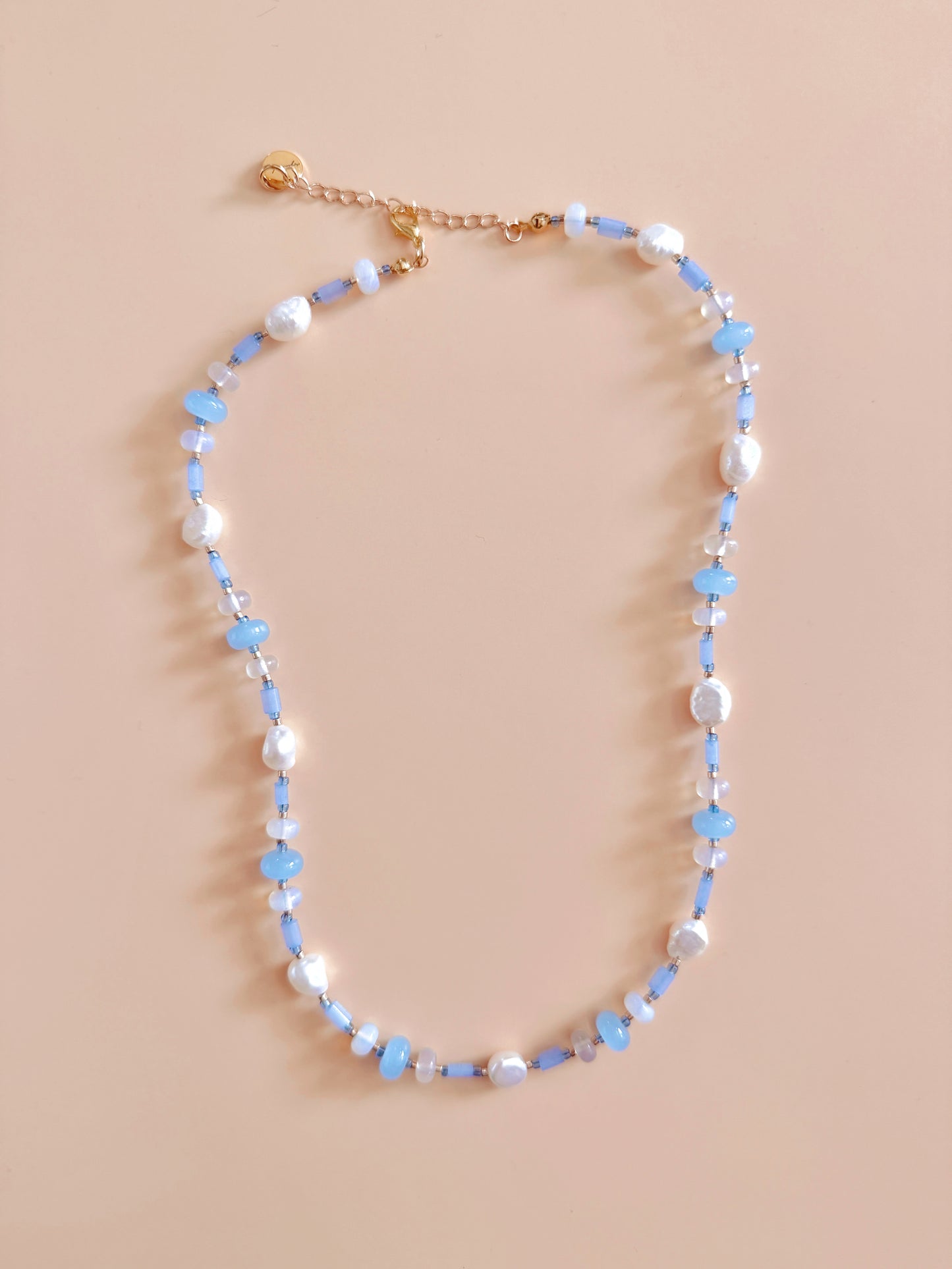 Periwinkle Freshwater Pearl and Quartz Necklace