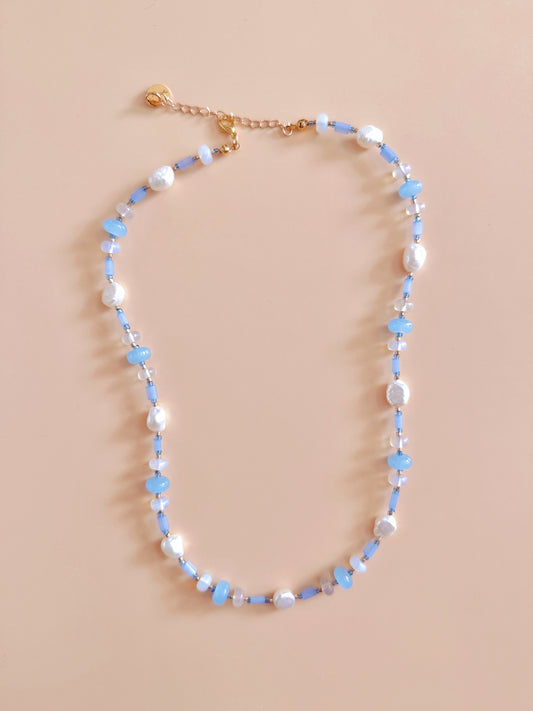 Periwinkle Freshwater Pearl and Quartz Necklace