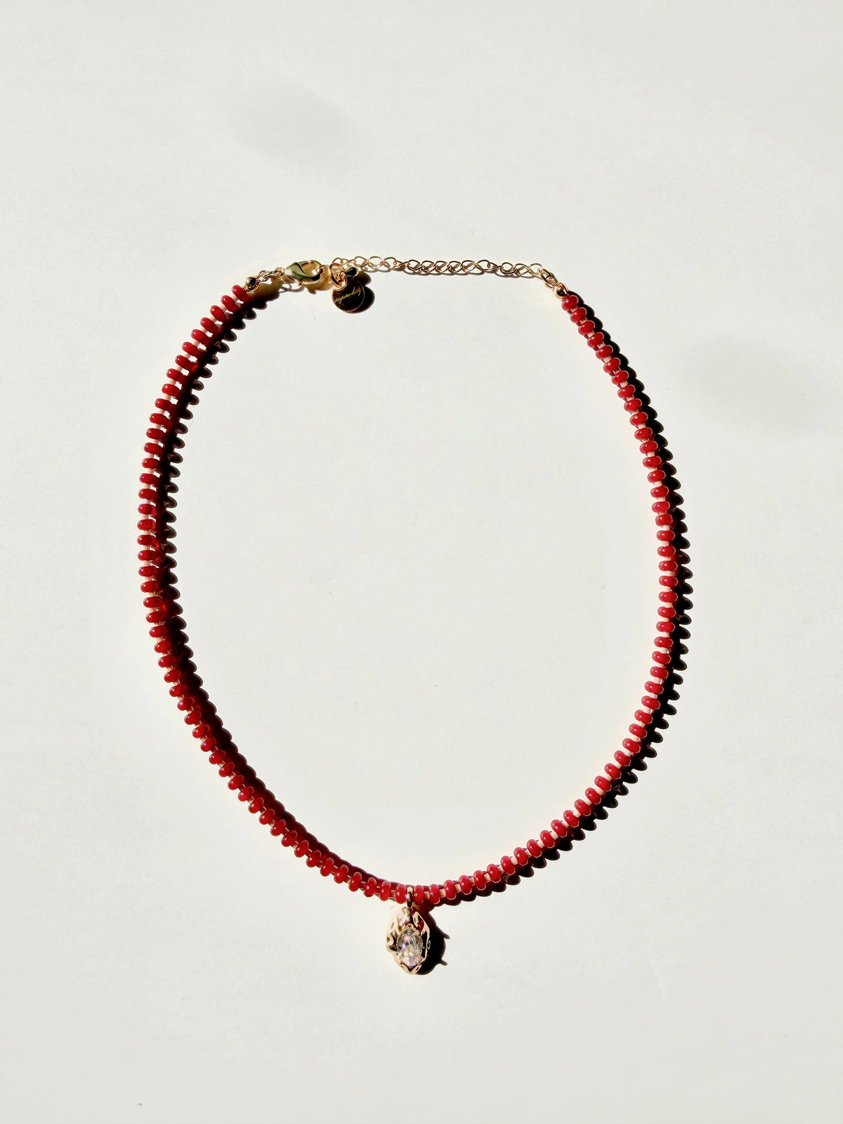 Crystal Beaded Necklace with CZ Pendant