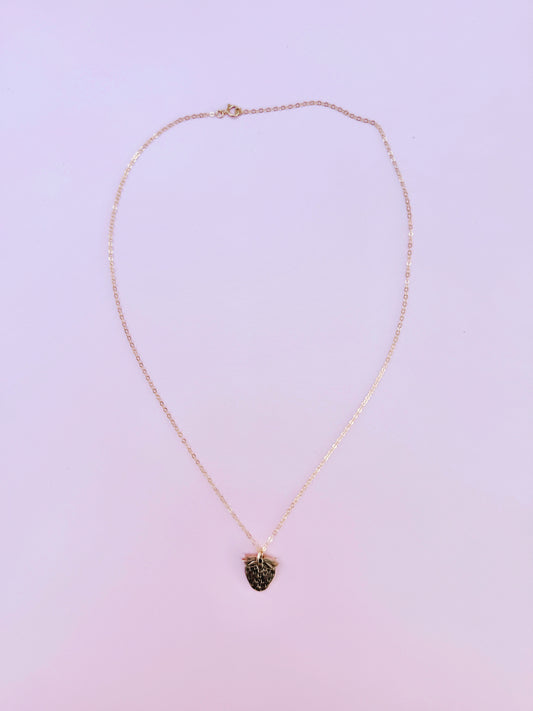 Bronze Strawberry Charm Necklace
