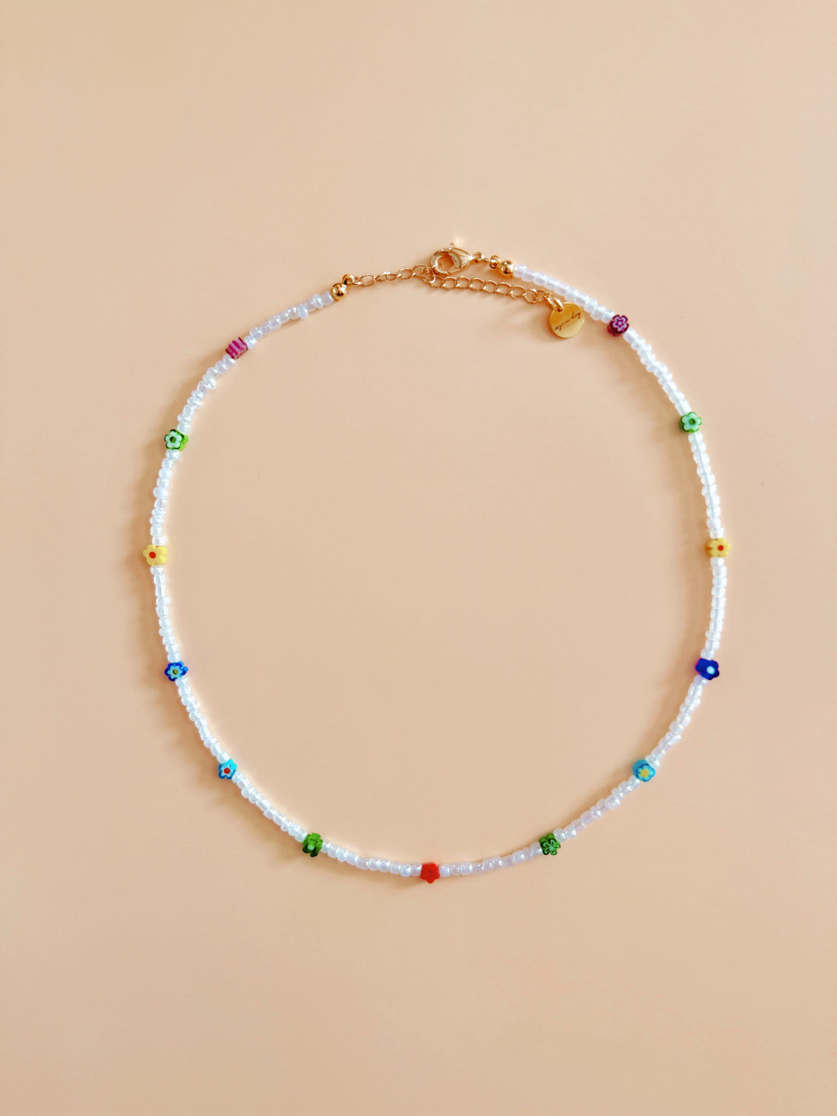Glass Floral Beaded Necklace