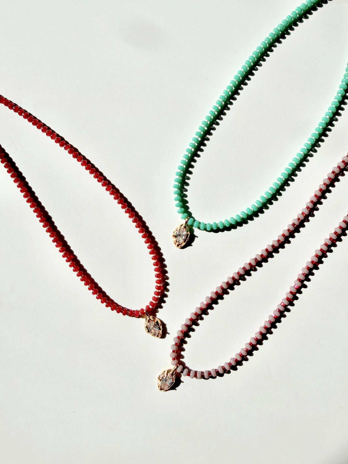 Crystal Beaded Necklace with CZ Pendant