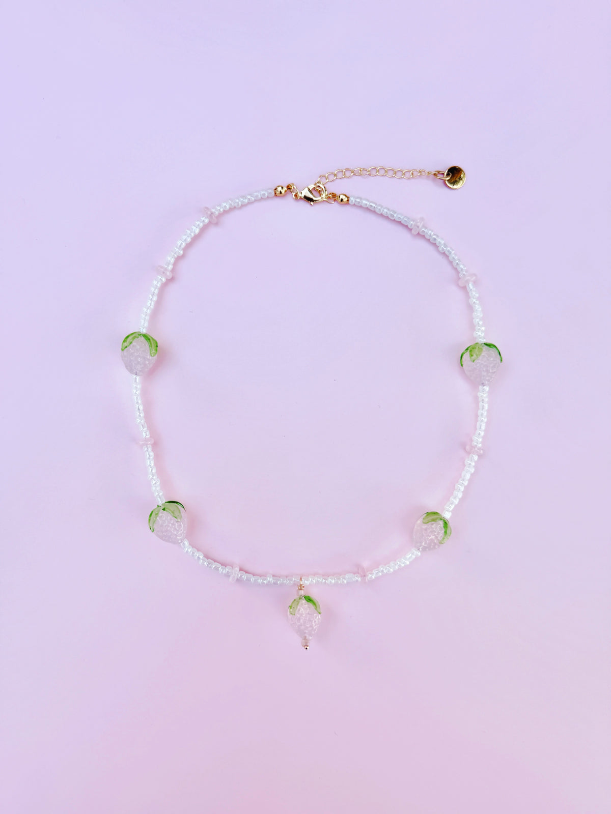Sweet Pink Strawberry Beaded Necklace