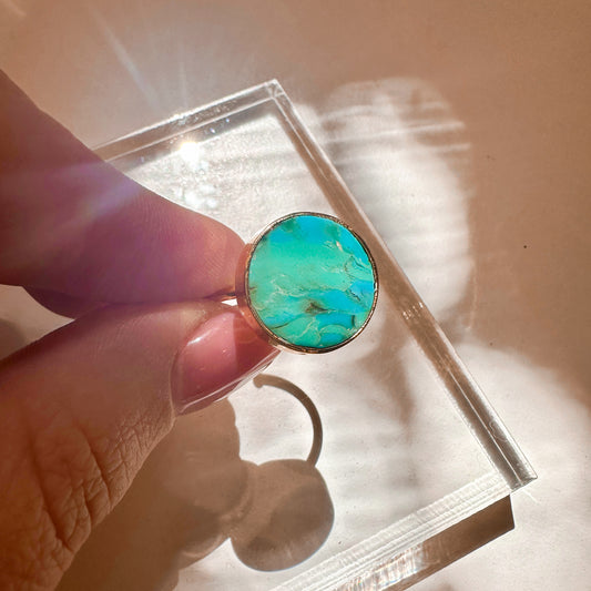 Round Gold and Turquoise Ring
