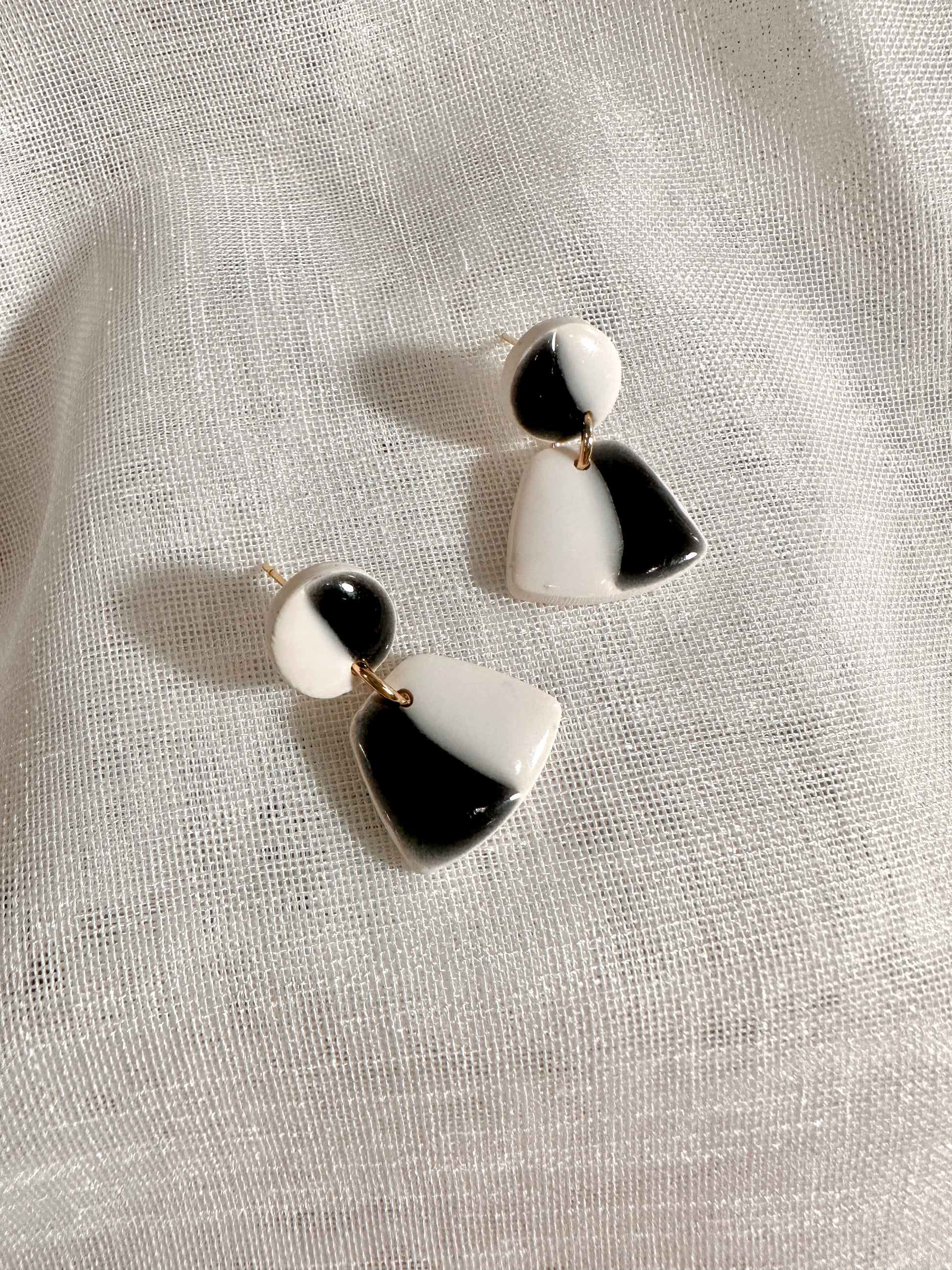faux ceramic mini drop handmade earrings top down
