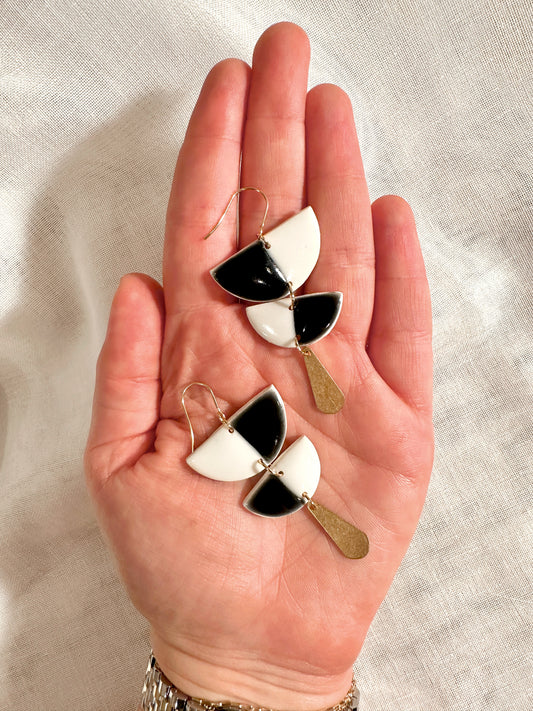Faux Ceramic Stacked Half Moon Dangles