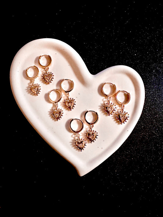 Gold Heart Huggie Hoops
