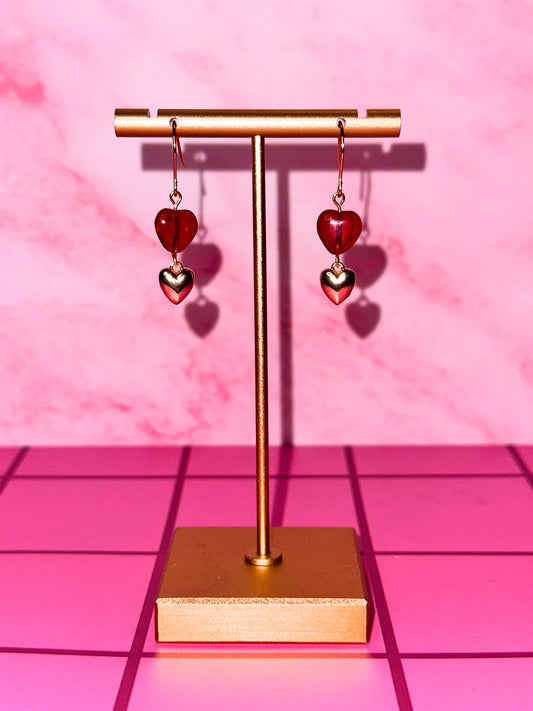 Glass Heart Drop Earrings