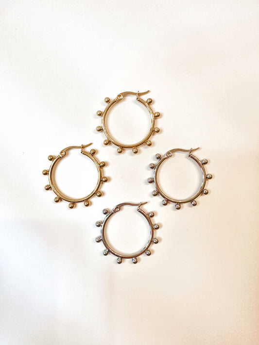 Ball Accent Hoop Earrings