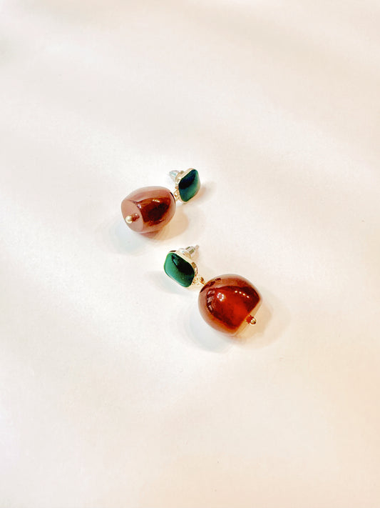 Resin & Enameled Stud Earrings