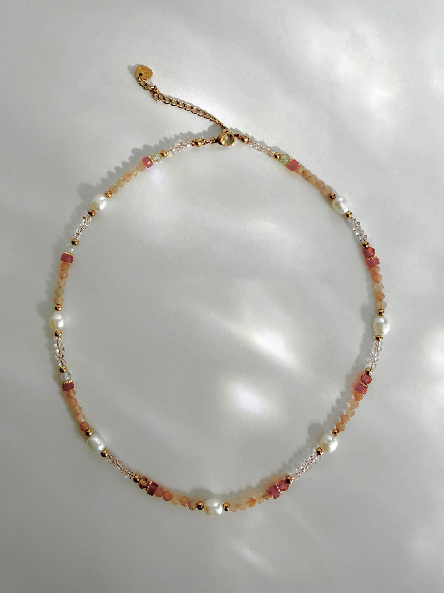 Carnelian + Rose Quartz + Freshwater Pearl Necklace
