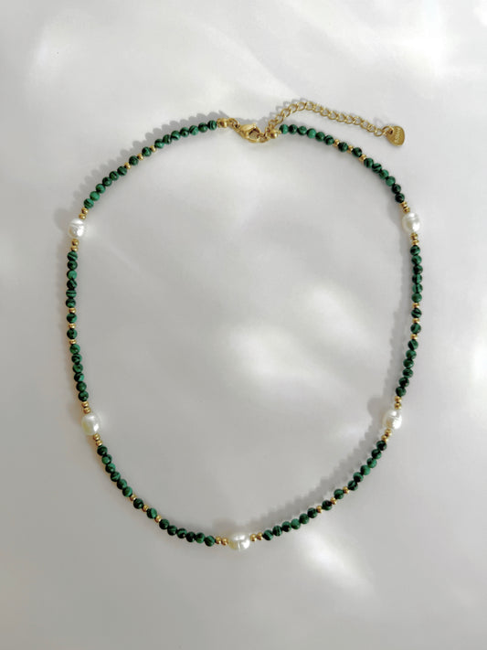 Malachite + Freshwater Pearl Necklace
