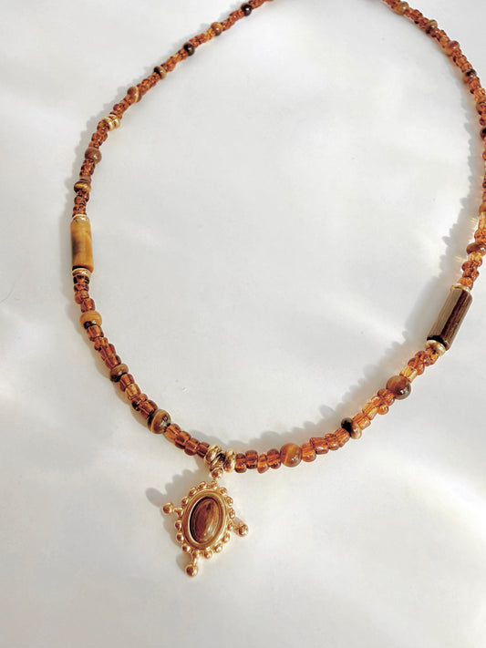 Tiger Eye Beaded Necklace