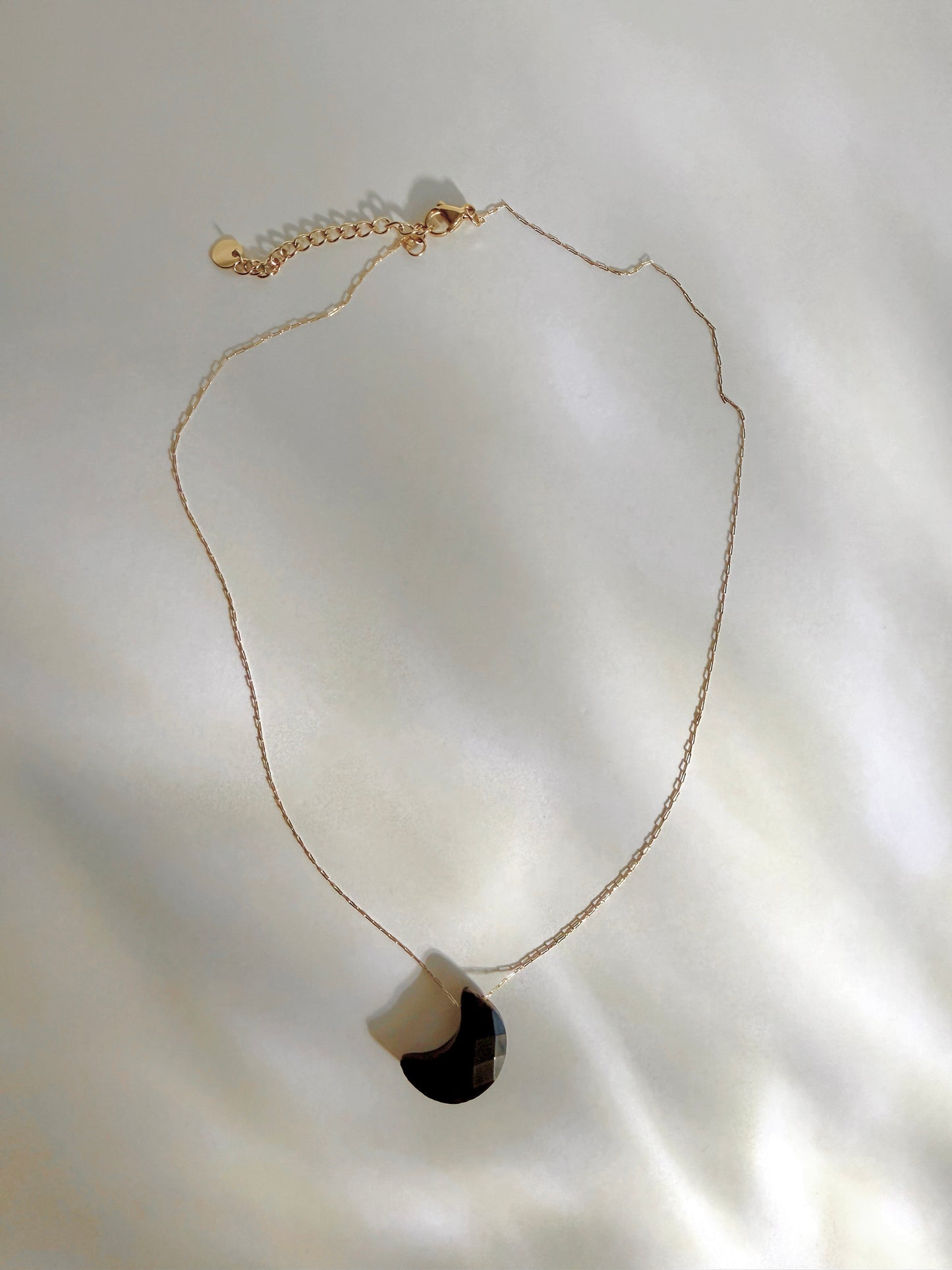 Black Onyx Moon Pendant Necklace