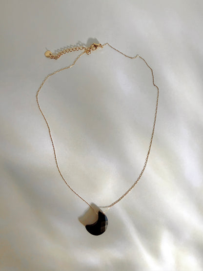 Black Onyx Moon Pendant Necklace