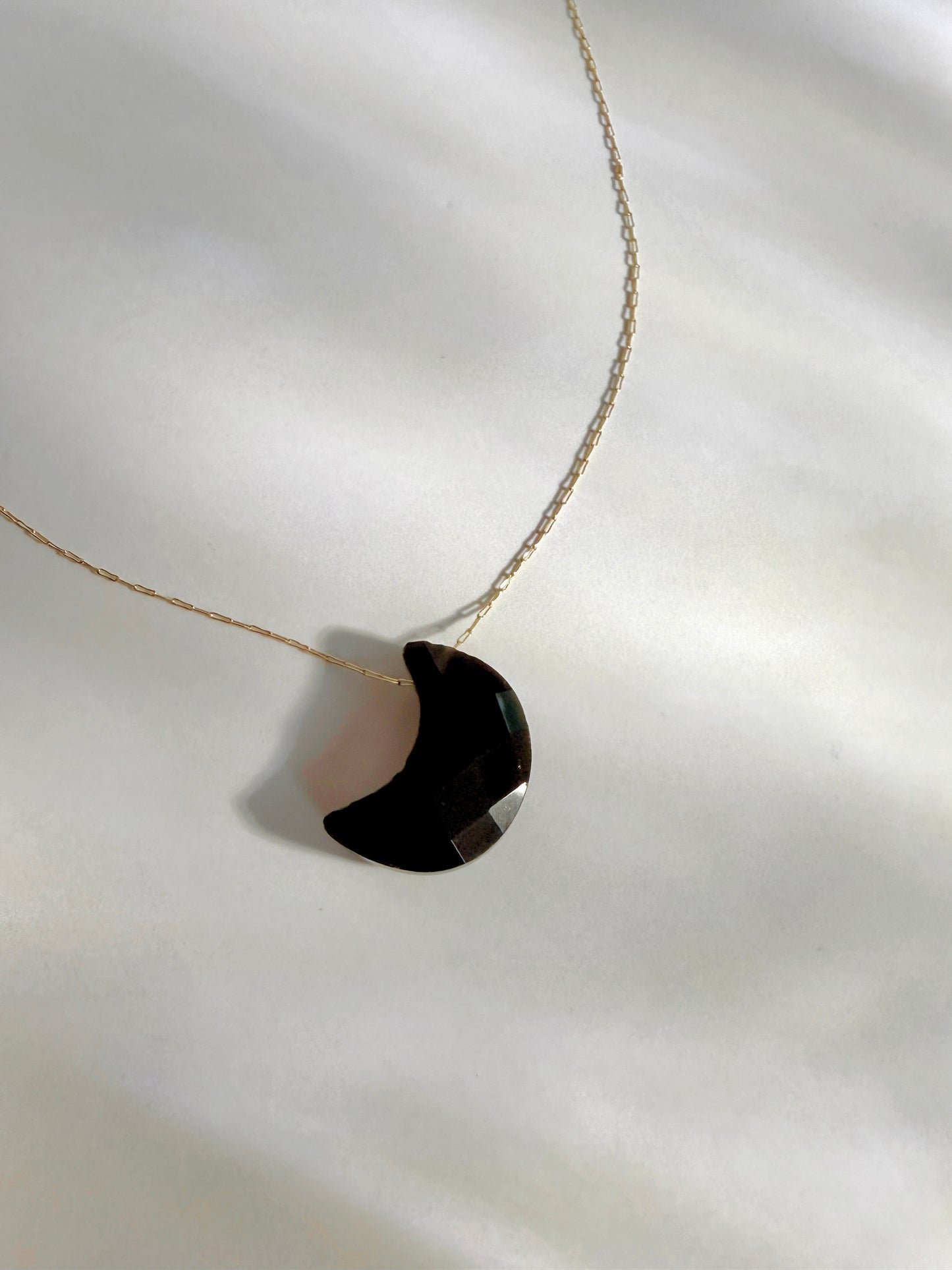 Black Onyx Moon Pendant Necklace