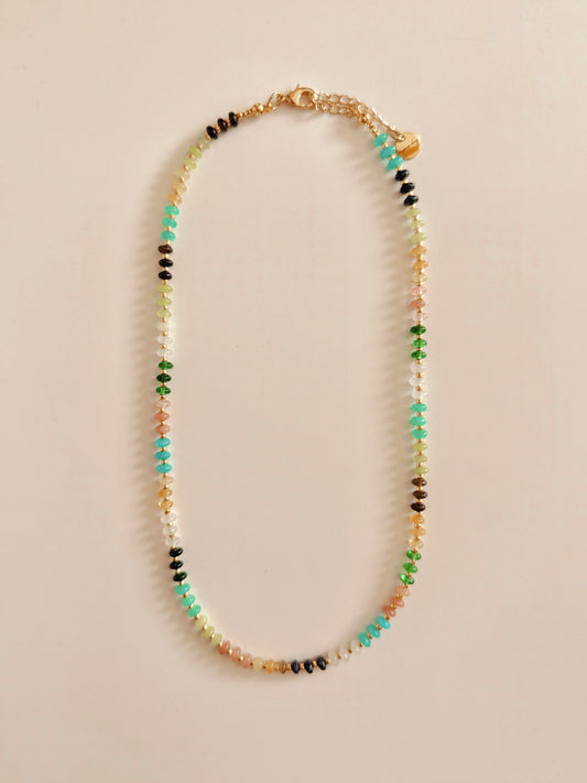 Quartz and Tourmaline Beaded Necklace