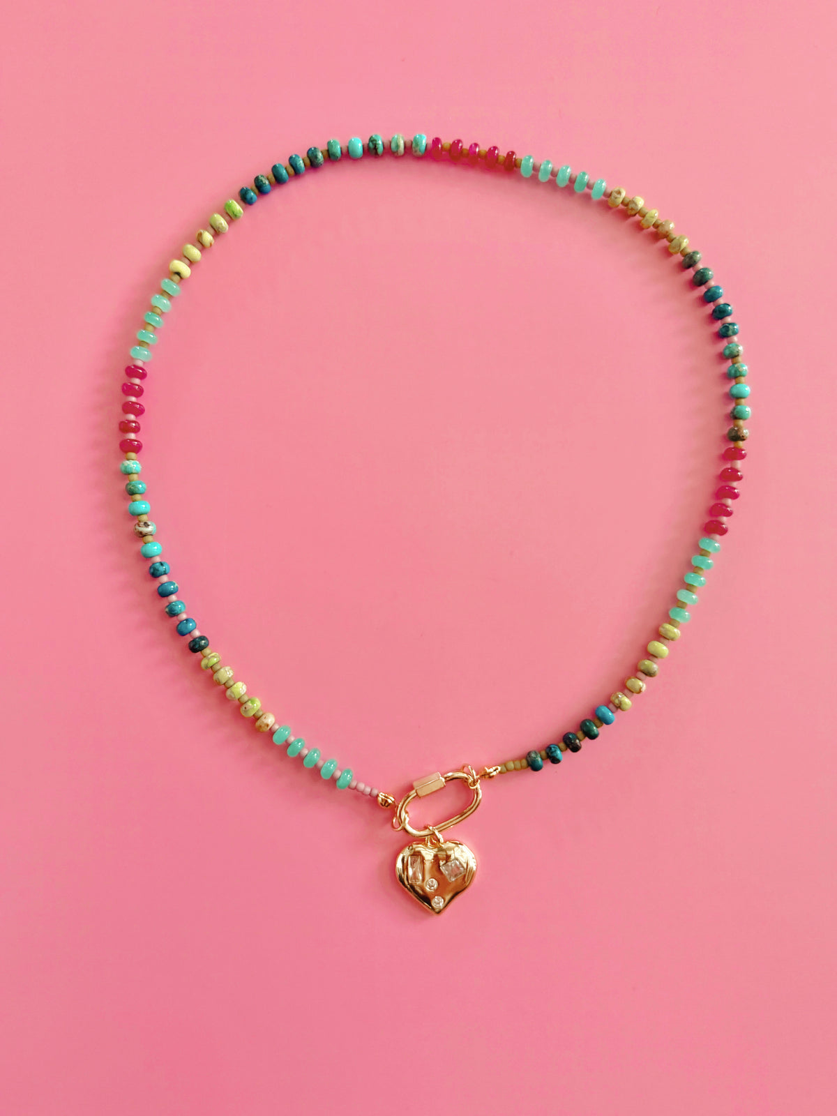 Carabiner Necklace with Heart Charm