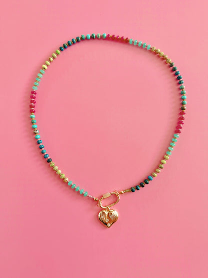 Carabiner Necklace with Heart Charm